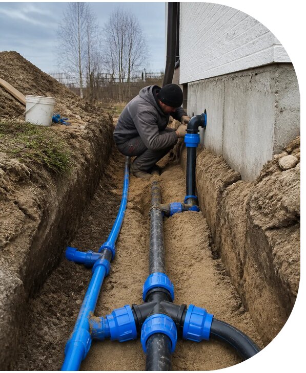 Монтаж наружного водопровода на участке под ключ в Печоре